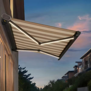 Auvent électronique à cadre en aluminium étanche et résistant aux UV pour véranda couloir porche magasin extérieur magasin noir - Product Image 3