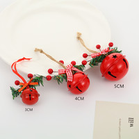 Nouvelle cloche décorative transfrontalière pour sapin de Noël, pendentif étoile à cinq branches avec nœud et corde de chanvre, cloche en fer de 3/4/5 mm
