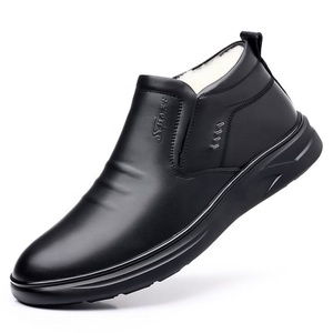 Men Winter Snow Boots Genuine Leather Wool Lining Non Slip Round Toe Mid Calf Shoes for Elderly Dad - Product Image 5