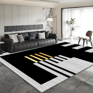 Alfombra Moderna de Diseño Geométrico, Rectangular, Resistente a las Manchas, de Terciopelo Cristal, para Sala de Estar, Sofá, Mesa de Centro, Dormitorio - Product Image 4