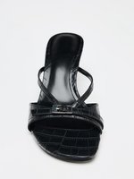 ZA Nouvelles sandales à talon aiguille et bout ouvert, ornées de boucles, noires, élégantes, à enfiler, pour femme, chaussures d'été à talons hauts