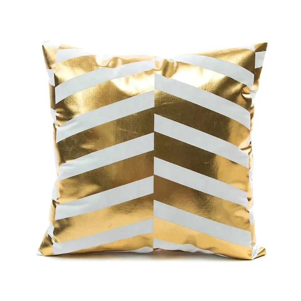 Home decorative throw golden foil couch pillow square luxury cushion cover for car seat