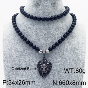 KALEN 660mm 남자 복고풍 스테인레스 스틸 페르시 목걸이 생생한 사자 머리 펜던트 - Product Image 3