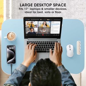 Portable <b>Foldable</b> Laptop <b>Desk</b> with Card Slot & Cup Holder for Home <b>Office</b> or Student Dormitory Simple Wooden Design - Product Image 2