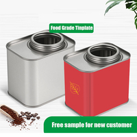 Boîte en métal carrée personnalisée de luxe de 250 g pour grains de café, boîte cadeau en étain de qualité alimentaire pour chocolat, emballage avec bouchon à vis, lait, chewing-gum