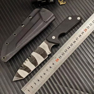 Couteau à lame fixe en acier 8Cr13 noir <span class=keywords><strong>de</strong></span> haute qualité, couteau <span class=keywords><strong>de</strong></span> survie et <span class=keywords><strong>de</strong></span> chasse plein pied, manche G10 avec étui Kydex - Product Image 6