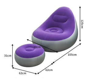 Eco Pvc Set Footrest Lazy Flocking Air <b>Sofa</b> Chair Living Room Furniture Lounge <b>Inflatable</b> Backrest Recliner - Product Image 4