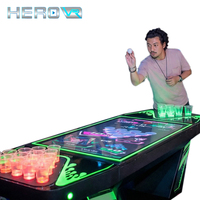 HEROVR Machine de jeu de beer pong automatique en acier inoxydable avec LED 16 couleurs, design mobile, pour table de jeu et jeu de lancer de bière, attrayante pour les foules