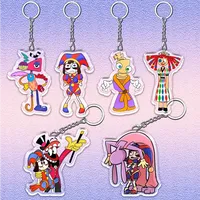Porte-clés en acrylique 12 cm The Amazing Digital Circus, motif double face Pomni Jax Gangle, cadeau amusant pour enfants pour les fêtes