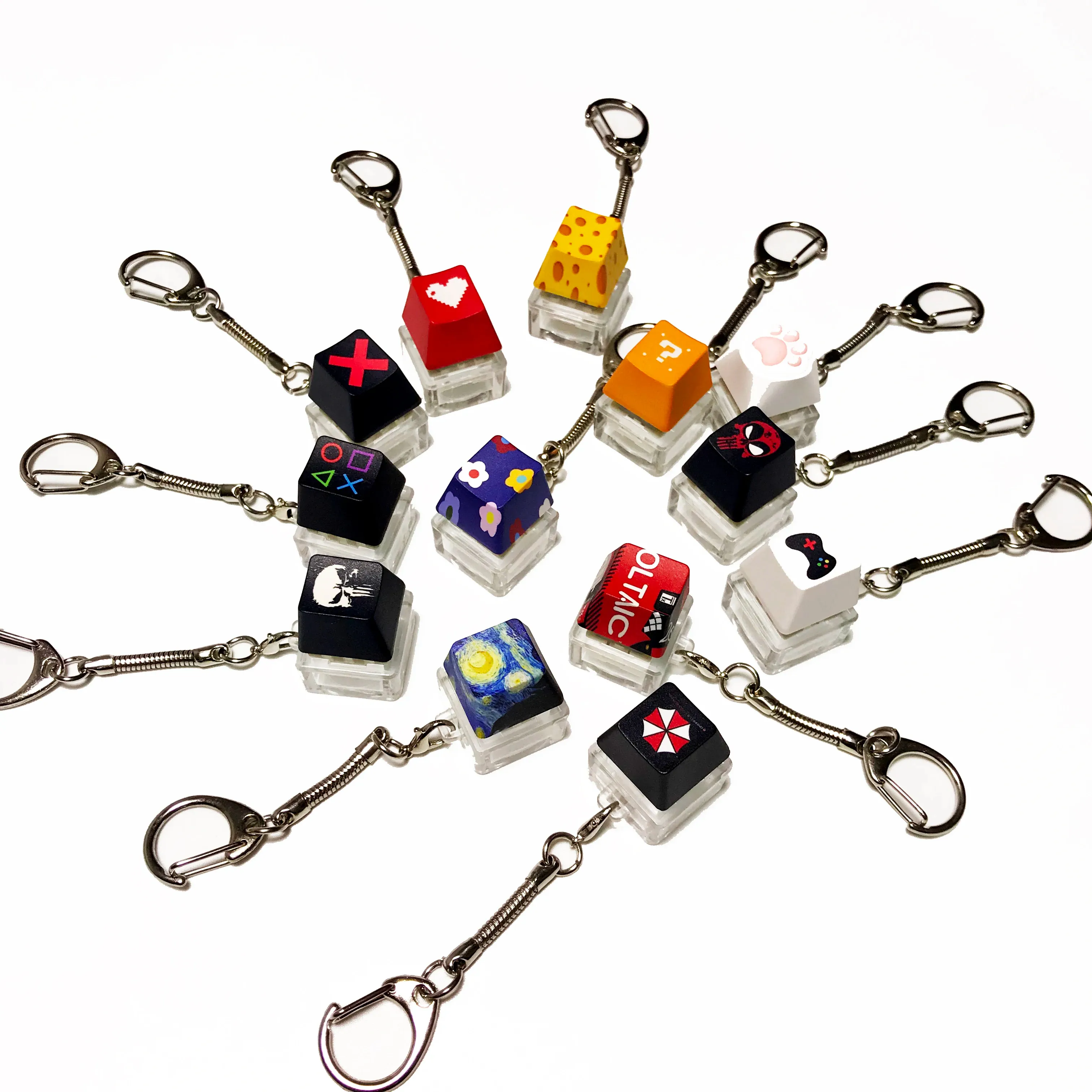 Persönlicher Großhandel Tastatur-Schlüssel Spielzeug Party Stresslinderung DIY Fidget-Button Schlüsselanhänger Fidget-Schlüsselanhänger Tastatur-Schlüsselanhänger