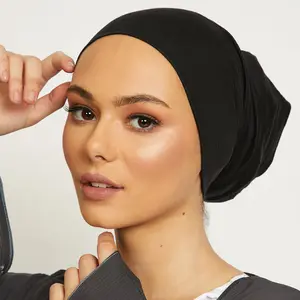 Islam Modal Tube Jersey Bonnet Jersey Khimar Hijab Elasticity Ethnic Hijab Plain Black Islamic Jilbab Women