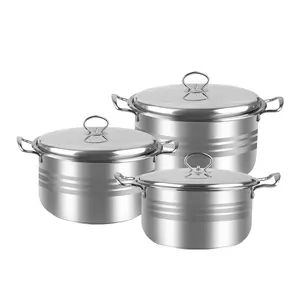 Pasar Afrika Klasik Ukuran Besar Stok Stainless Steel Pot Casserole Peralatan Dapur Set MSF-8155