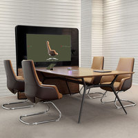 Silla giratoria ejecutiva moderna, precio de fábrica, muebles de oficina ergonómicos para conferencias con Chaise de cuero PU, material de hierro