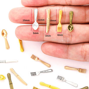 ピース/バッグミニ食器ペンダントスプーンフォークダイニングナイフチャームDIYジュエリー所見ペンダントネックレスジュエリー作りJ492 - Product Image 2