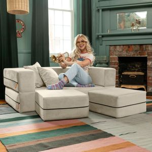 DB Jaxx Convertible Sleeper Causeuse Poufs Ivoire Texturé Microvelvet Extensible Pliable Inclinable Zipline Zipline Zipline - Product Image 2