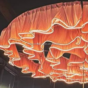 Rideau rouge lisse cercle rond lumière LED plafond forme florale cerceau rond pour décoration <span class=keywords><strong>de</strong></span> plafond <span class=keywords><strong>de</strong></span> salle <span class=keywords><strong>de</strong></span> mariage - Product Image 3