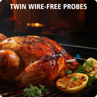 Thermomètre alimentaire intelligent sans fil Bluetooth à double sonde en métal avec une portée de transmission de 500 pieds pour la cuisson au barbecue et la cuisine