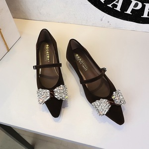 <span class=keywords><strong>Scarpe</strong></span> da Donna Mary Jane in Velluto <span class=keywords><strong>Bordeaux</strong></span> con Punta Affusolata, <span class=keywords><strong>Tacco</strong></span> <span class=keywords><strong>Basso</strong></span> a Zeppa, Fiocco con Strass, per Sposa e Ufficio - Product Image 3