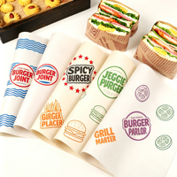 Papier alimentaire personnalisé résistant à la graisse pour hamburgers et sandwichs, papier de cuisine absorbant l'huile pour friture