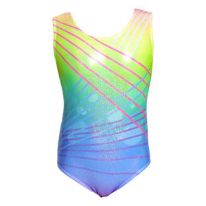 Justaucorps de gymnastique sans manches en polyester Aosva pour petites filles, scintillant, une pièce, arc-en-ciel coloré, pour la danse et l'athlétisme - Product Image 1