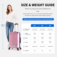Juego de maletas ABS de marca privada, color rosa, 20, 24 y 28 pulgadas, 3 piezas, maleta rígida para minoristas, distribuidores y proveedores mayoristas