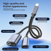 Adaptateur audio USB C 3 en 1 vers prise jack 3,5 mm et double type C, charge rapide PD 60W, câble tressé pour MacBook, iPad Pro, téléphone