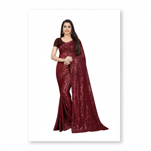 Bollywood Sequence Saree Elegant <b>Sequin</b> Fabric Design for Women - Product Image 1