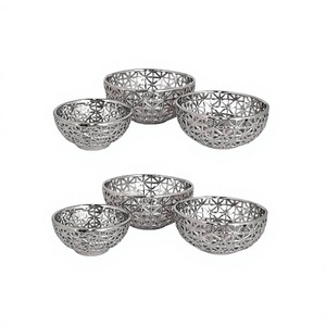 Unique Design Fruits Chocolates Bowls <b>Set</b> Of 3 Aluminium Silver Color Sweets Serving Bowls At <b>Cheap</b> Price - Product Image 1