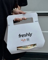 Boîte alimentaire en papier biodégradable et recyclable avec poignée portable, fenêtre transparente, pliable, pour emporter, emballage personnalisé pour gâteaux et salades