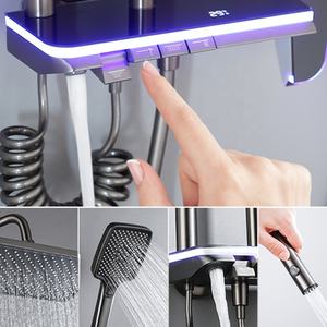 Soffioni <span class=keywords><strong>doccia</strong></span> lavorate <span class=keywords><strong>in</strong></span> ottone bagno Display digitale rubinetti da bagno caldo e freddo cielo stellato bianco <span class=keywords><strong>doccia</strong></span> Set - Product Image 3