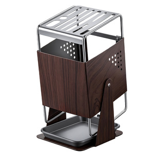 Support rotatif pour couteaux en acier inoxydable, 7 pièces, organiseur de lames multifonctionnel avec drainage pour comptoir de cuisine - Product Image 2