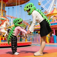 Mainan Mewah Kerangka Dinosaurus Lucu untuk Keluarga, 2 Ukuran, Dapat Dipakai Anak-anak dan Dewasa, Hiasan Kepala Fosil, Boneka Lembut, Hadiah Pesta Halloween