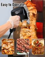 Couteau à shawarma électrique, coupe-viande avec 2 lames, 80W, couteau à kebab turc professionnel, acier inoxydable