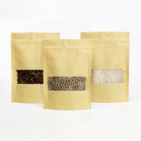 Pochette d'emballage debout avec sac en papier kraft refermable à fermeture éclair avec fenêtre pour la manipulation de surface d'impression par gravure alimentaire