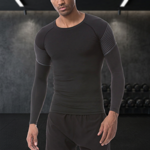Custom <b>Men's</b> Long Sleeve <b>Compression</b> Rashguard <b>Shirt</b> with UPF50 Anti-UV Protection for Gym Fitness Running Workout - Product Image 2