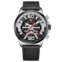 MINI FOCUS 0336G Jam Tangan Kulit Pria Kronograf Olahraga Jam Tangan Populer Pria Relogio Masculino