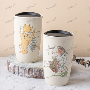 Coffret cadeau animal Tasse à café en <span class=keywords><strong>porcelaine</strong></span> <span class=keywords><strong>fine</strong></span> sans poignée Tasse en céramique de grande capacité Tasse personnalisée en <span class=keywords><strong>porcelaine</strong></span> osseuse - Product Image 2