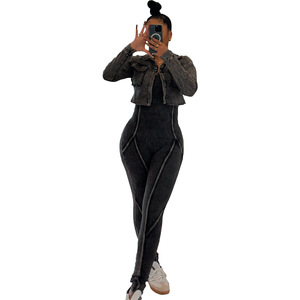 Traje casual de dos piezas para <span class=keywords><strong>mujer</strong></span>, mono de color frito y teñido a la moda - Product Image 1
