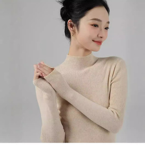 Pulls décontractés pour femmes en mélange de laine mérinos, lavables en machine, sans coutures, résistants aux déchirures, chauds et superposés, pour l'automne - Product Image 2