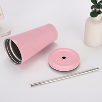 Gobelet isotherme en acier inoxydable marron de 750 ml avec paille, pour le bureau, la voiture, l'usage quotidien, le café, les voyages en extérieur, le camping, garde au froid