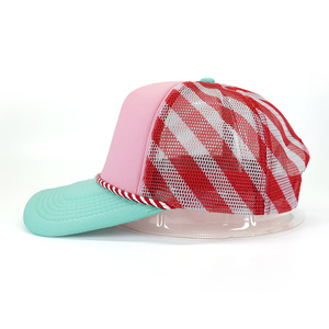 Tùy Chỉnh Chất Lượng Cao Giáng Sinh Kẹo Mía Phong Cách Tri Màu Rô Bọt Lưới <span class=keywords><strong>Trucker</strong></span> Mũ Với Biểu Tượng Tùy Chỉnh - Product Image 4