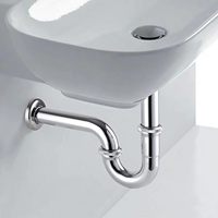 Tuyau P-Trap en laiton chromé 1-1/4 "Kit de vidange de déchets d'évier à hauteur réglable Design moderne pour salle de bain et cuisine