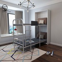 Lit superposé métallique pliable, design invisible pour petits appartements, double étage, rabattable latéralement, dissimulé au mur, double usage, maison et école