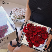 Caja de Regalo con Forma de Corazón para el Día de San Valentín, Caja de Flores Plegable con Espejo, Bolsa de Flores, Caja de Regalo para Frutas