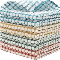 Serviettes de cuisine en coton 100% rayées gaufrées, absorbantes, réutilisables, séchage rapide, pour la maison et les restaurants (vente en gros)