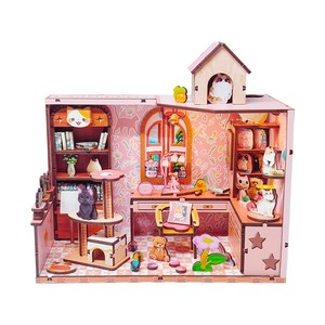 Nuovo Design Miniatura Casa delle Bambole Officina Riparazione <span class=keywords><strong>Auto</strong></span> dei Sogni <span class=keywords><strong>Puzzle</strong></span> 3D in Legno Fai da Te Kit Angolo Lettura con Mini Luce LED per Bambini - Product Image 3