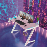 Échantillon gratuit personnalisé table de jeu rose en forme de Z pour pc grande table d'ordinateur de bureau en fibre de carbone grande taille bon marché