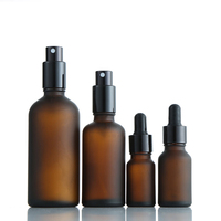 En stock flacon compte-gouttes en verre brun 5ml 10ml 15ml 20ml 30ml 50ml 100ml flacon vaporisateur de parfum ambré flacon d'huile essentielle givré