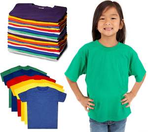 Venta al por mayor personalizada niños coloridos Camiseta de cuello redondo niños niñas camiseta Color caramelo en blanco niños camisetas <span class=keywords><strong>ropa</strong></span> - Product Image 5