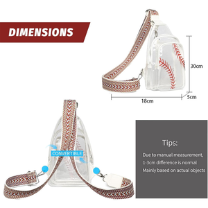 Doorzichtige Honkbaltas Voor Stadionevenementen Pvc-Portemonnees Voor Crossbody-Tas Voor Dames Waterdicht Sportfanny-Pakket - Product Image 5